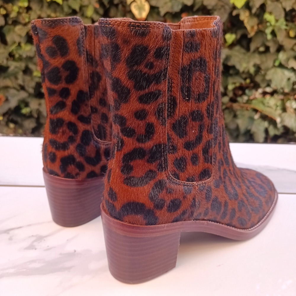Madewell The Autumn High Leopard Calf Hair Chelsea Boots Women's Size 7.5 - Picture 7 of 12